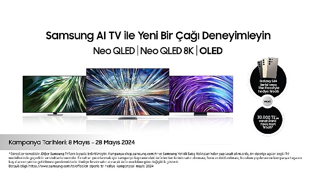 Samsung'un 2024 Yapay Zeka destekli TV'ler için ücretsiz Galaxy S24 serisi telefon veya Para Yüklü Kart ile ön sipariş kampanyası – TEKNOLOJİ
