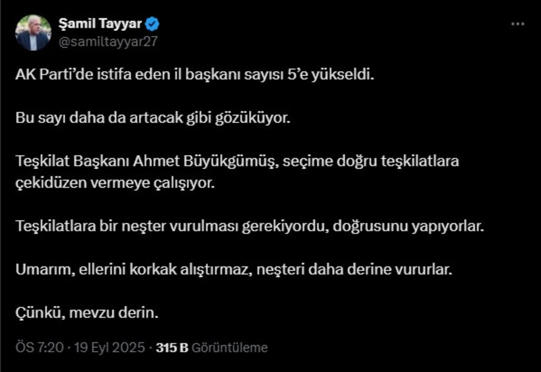 AK partisi ardıl olarak istifa ediyor! Shamil Tayyar'dan şaşırtıcı yorum ... 